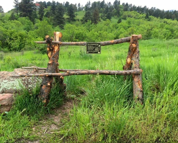 Sign attached to wooden post